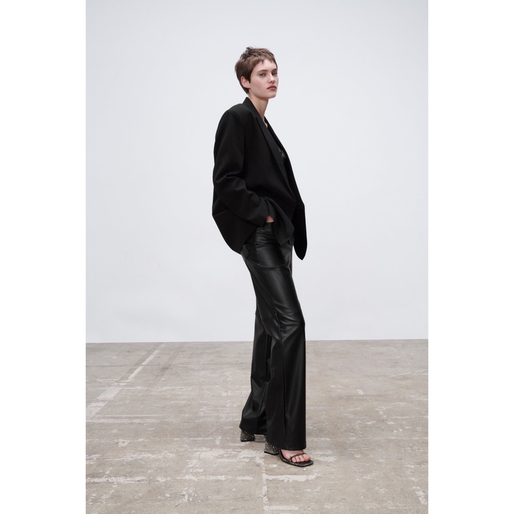 Zara Black Straight Leg Faux Leather Pants XS